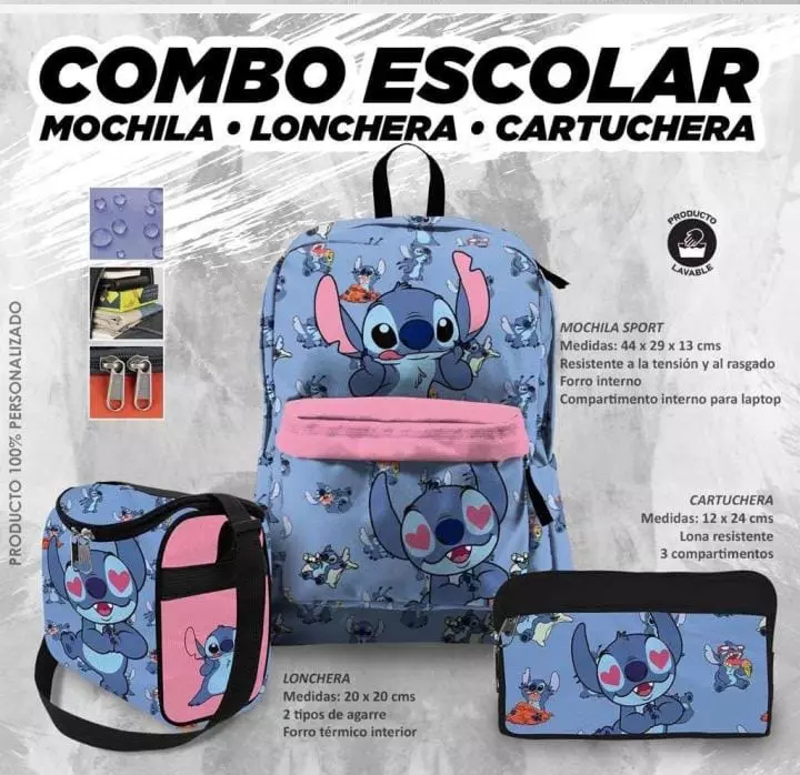 Mochilas De Lilo & Stitch Para Niños Y Niña 3 Pcs 2022