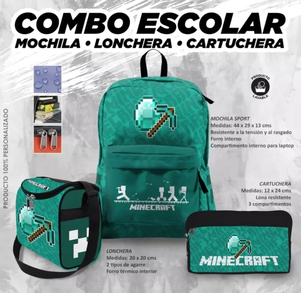 Set de Mochila Minecraft