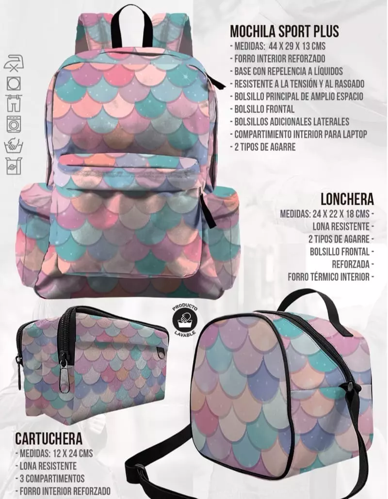 MOCHILA LONA BOLSILLOS – Mermaid