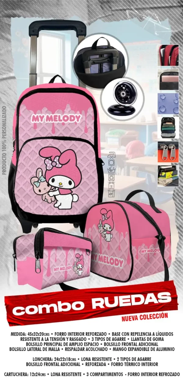 Set Mochila Escolar Rueda My Melody