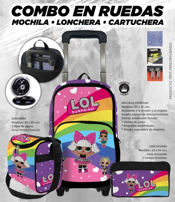 Set Mochila Escolar Rueda LOL