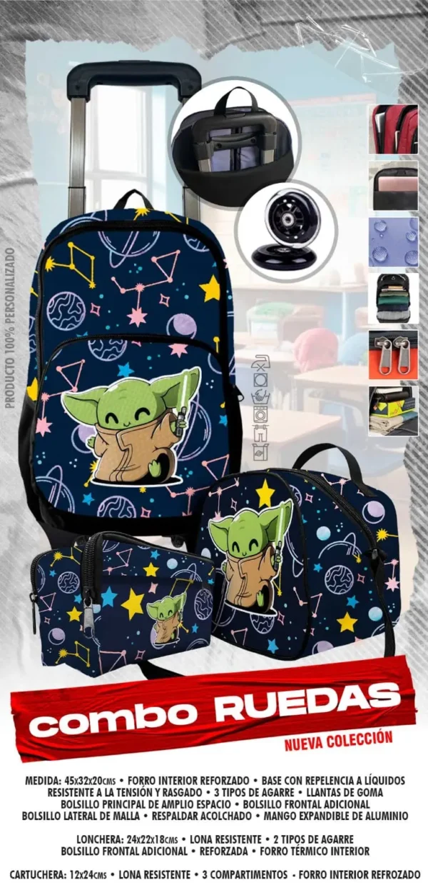 Set Mochila Escolar  Rueda Groku