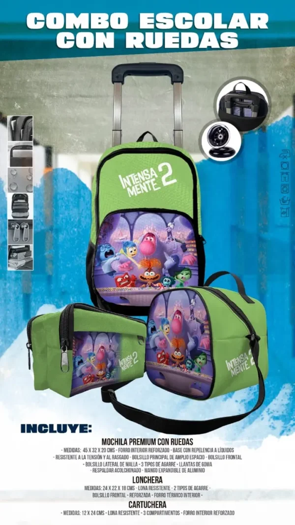 Set  Mochila Escolar de Rueda Intensamente 2