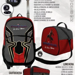 Set  Mochila Escolar de Rueda Spiderman