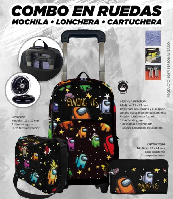 Set Mochila Escolar Rueda Among us