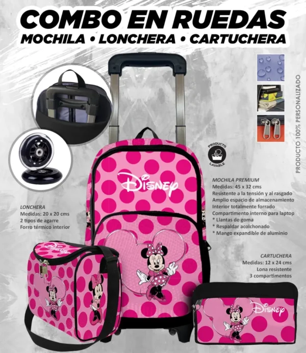 Set Mochila Escolar Rueda Minnie