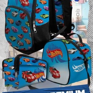 Set  Mochila Escolar Niños Carro Hot Wheels
