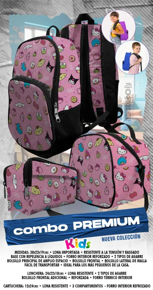 Set  Mochila Escolar Niñas Hello Kitty and Friends