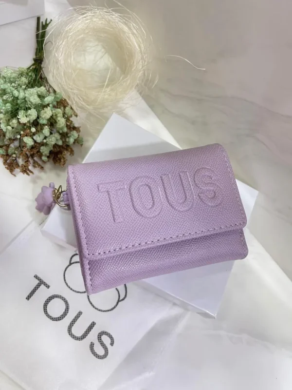 Billetera Monedero Cuerina Osito Lila