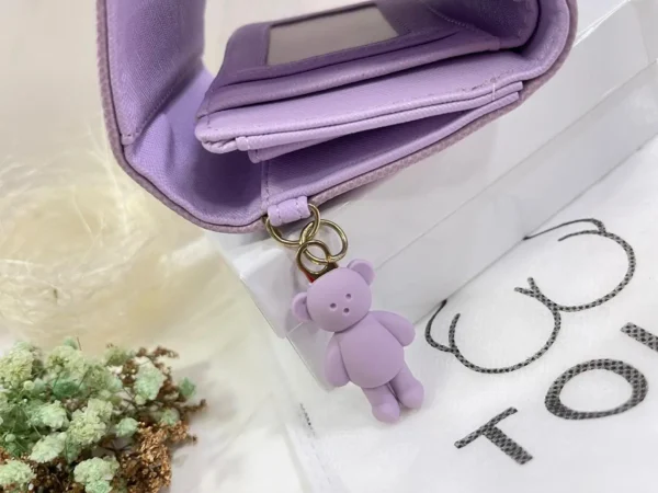 Billetera Monedero Cuerina Osito Lila - Imagen 2