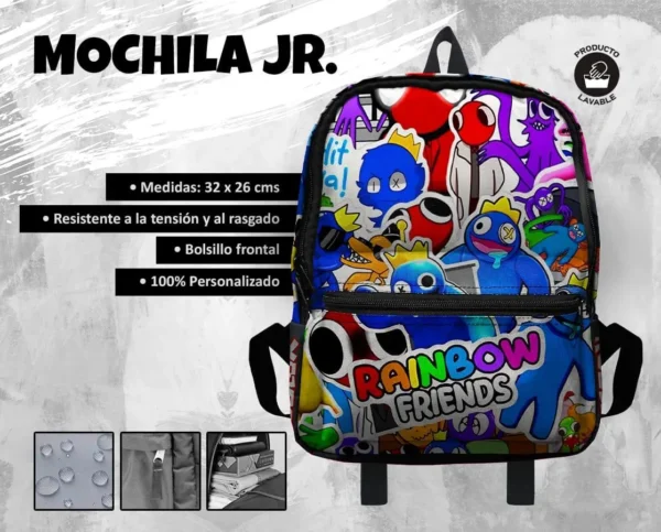 Set Mochila Escolar Pequeña Rainbow Friends