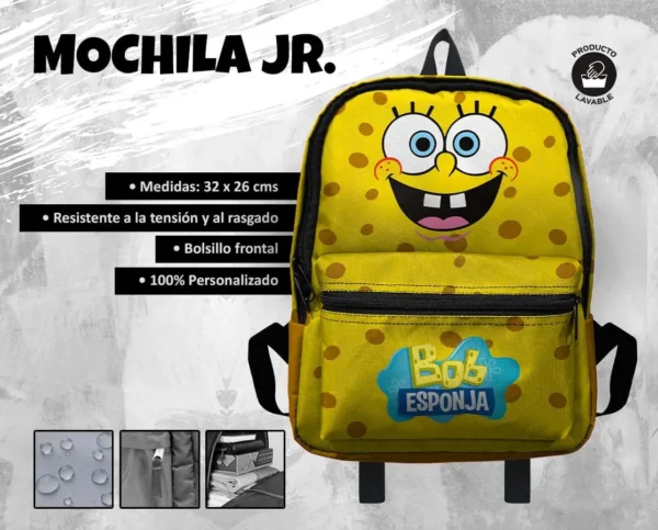 Set Mochila Escolar Pequeña Bob Esponja