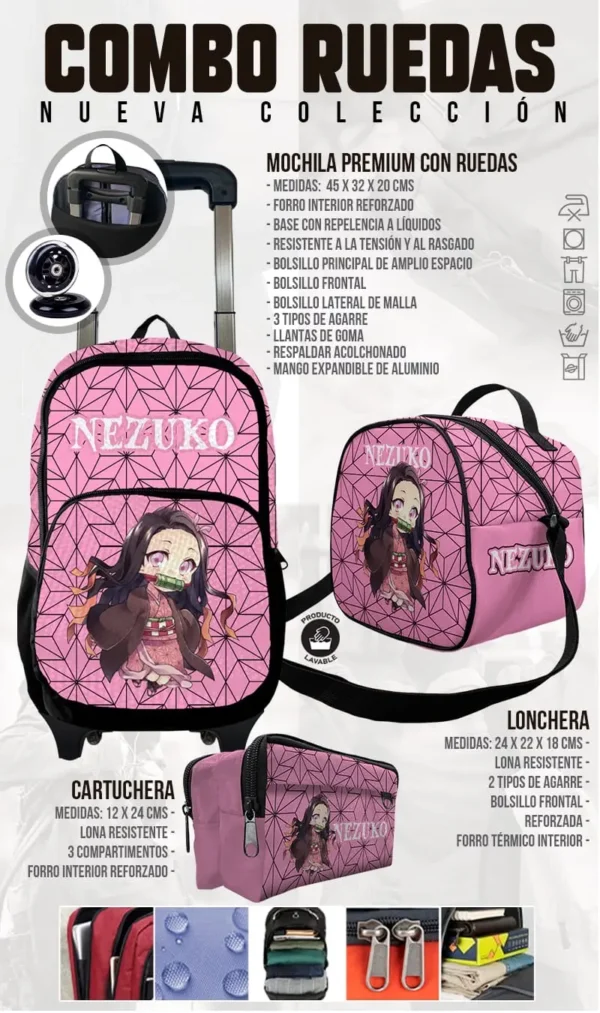 Set Mochila Escolar Rueda NEZUKO