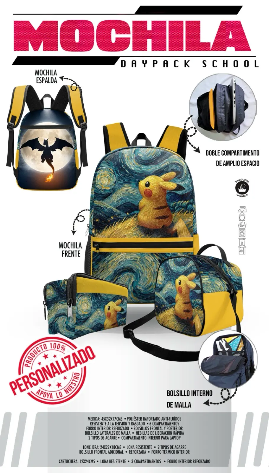 Set Mochila Pikachu