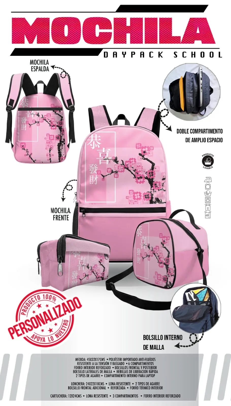 Set Mochila Pinki
