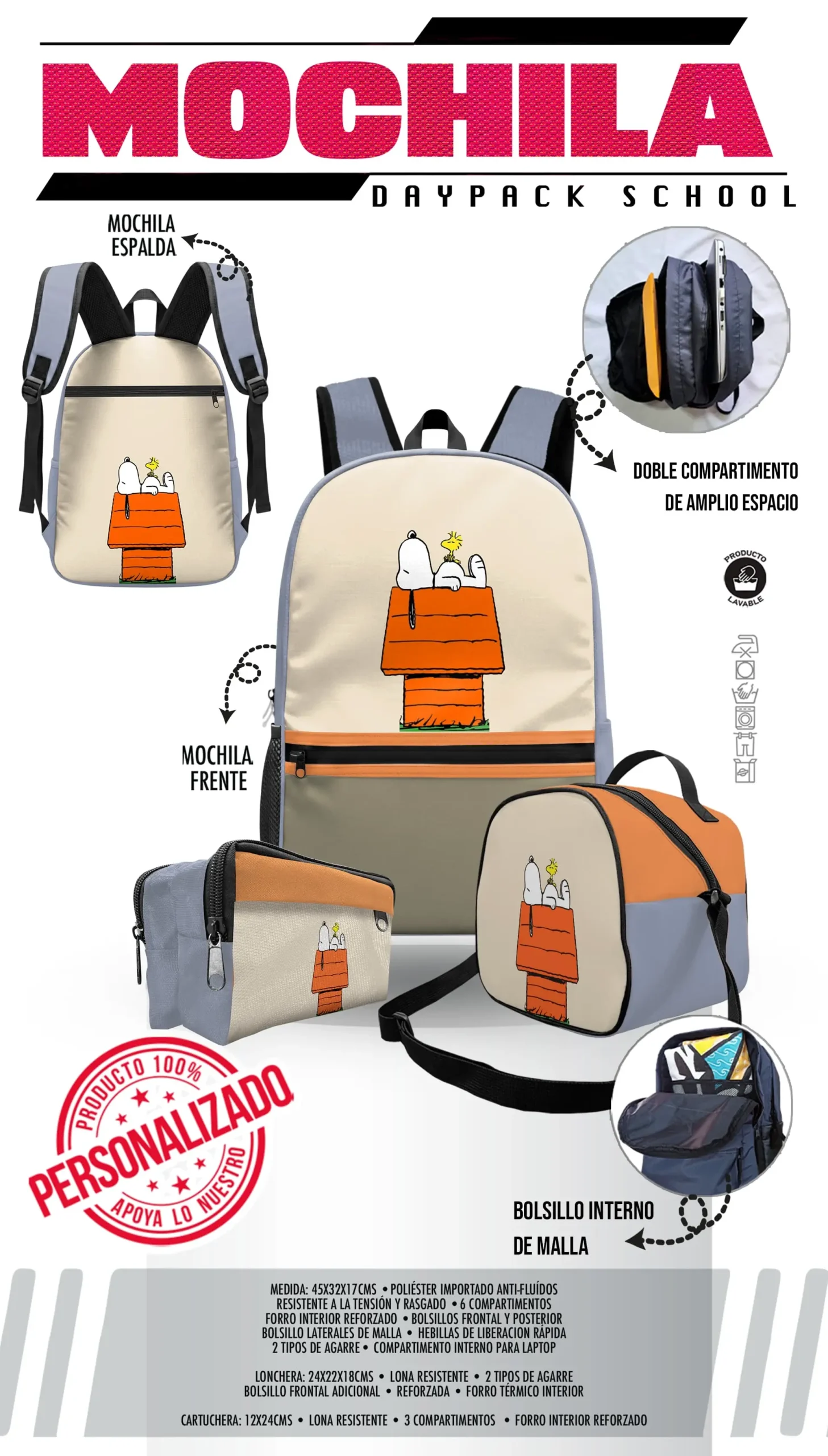 Set Mochila Snoppy