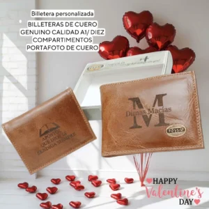 Billetera Cuero Personalizada Nombre/Frase/Logo