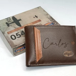 Billetera Cuero Personalizada Nombre/Frase