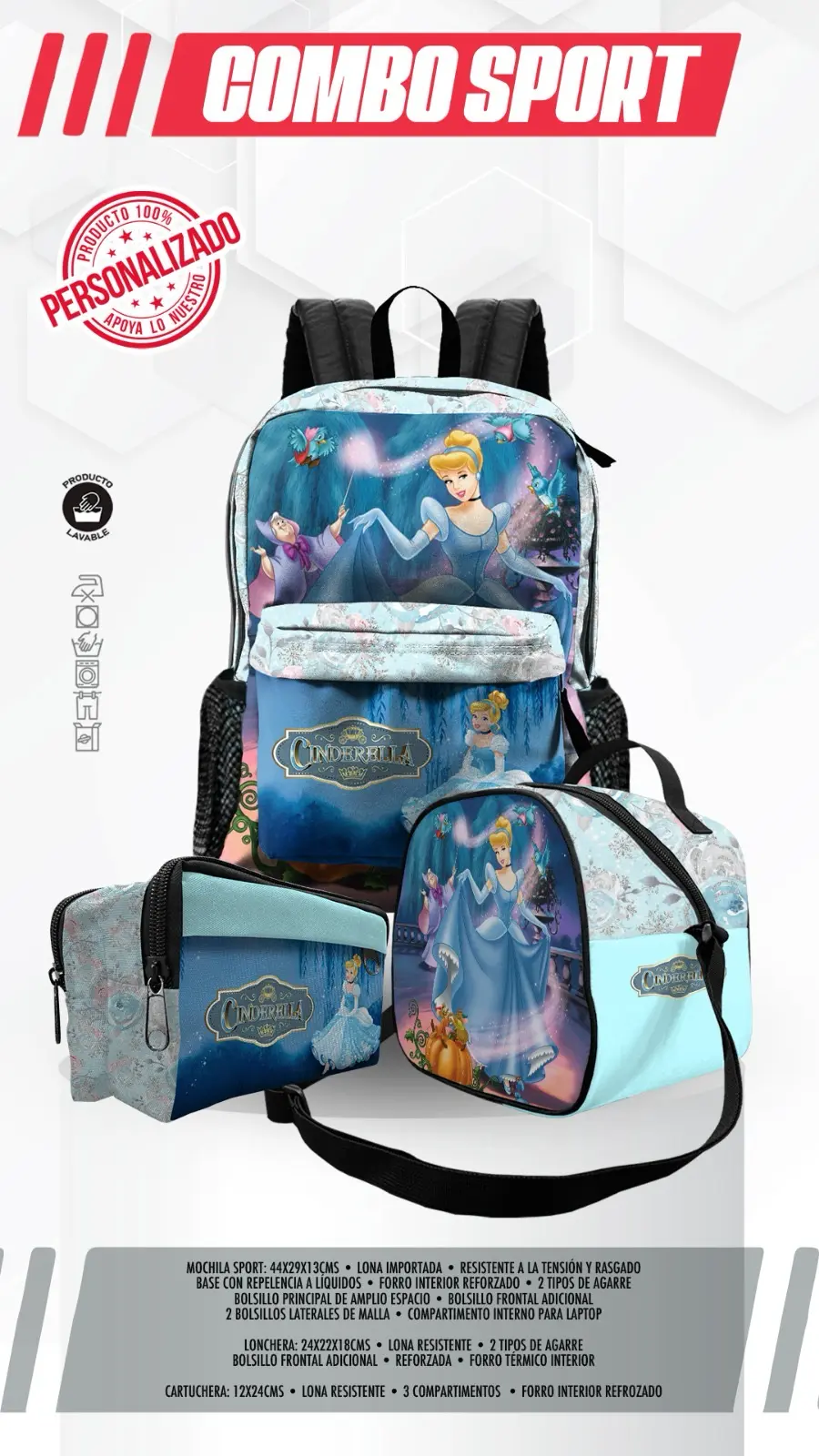 Set Mochila Princesa Cinderella