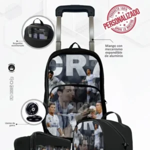 Set  Mochila Escolar de Rueda Cristiano Ronaldo