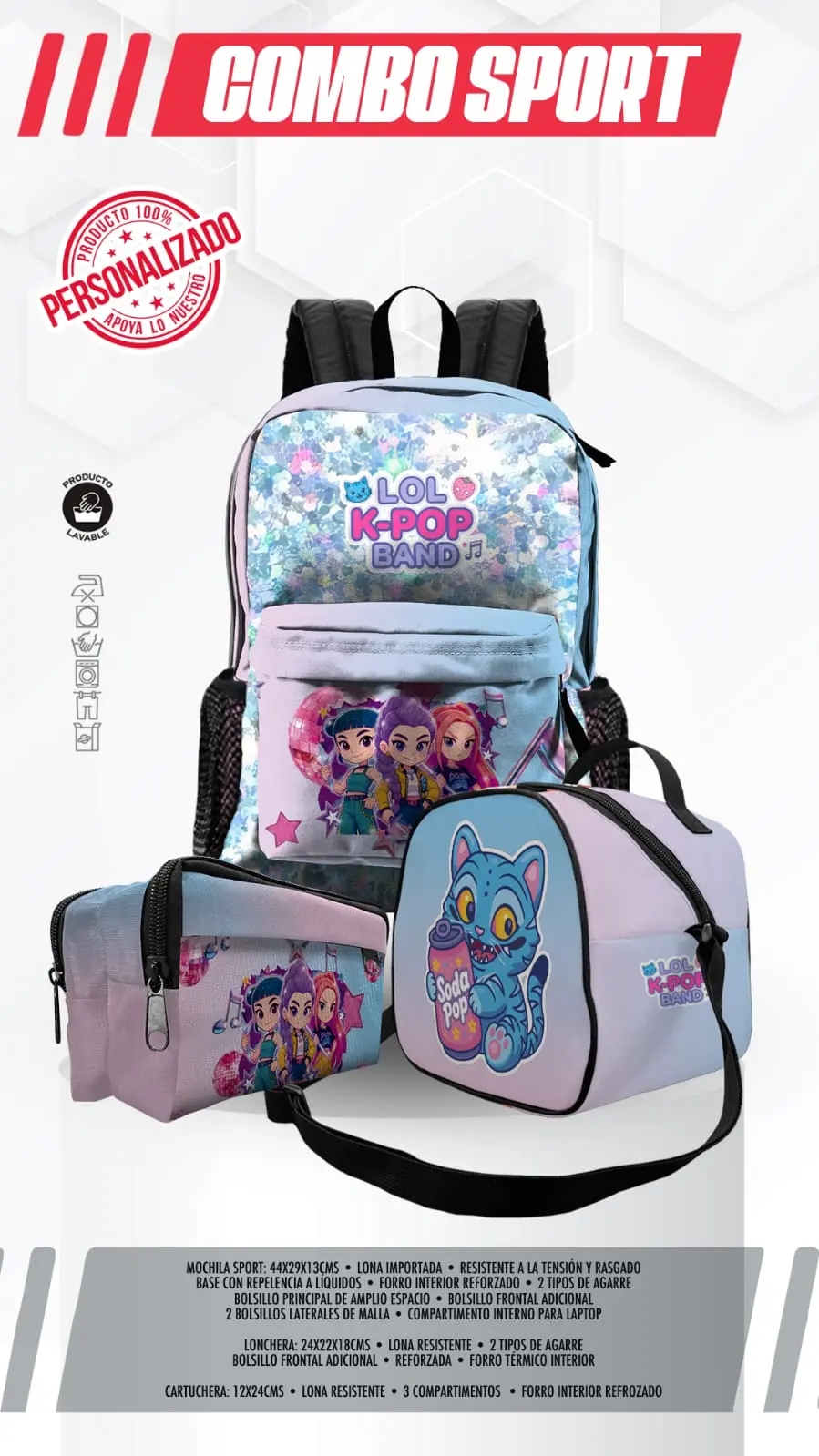 Set Mochila Lol K-Pop Band