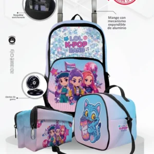 Set Mochila Escolar de Rueda K-pop Demon Hunters