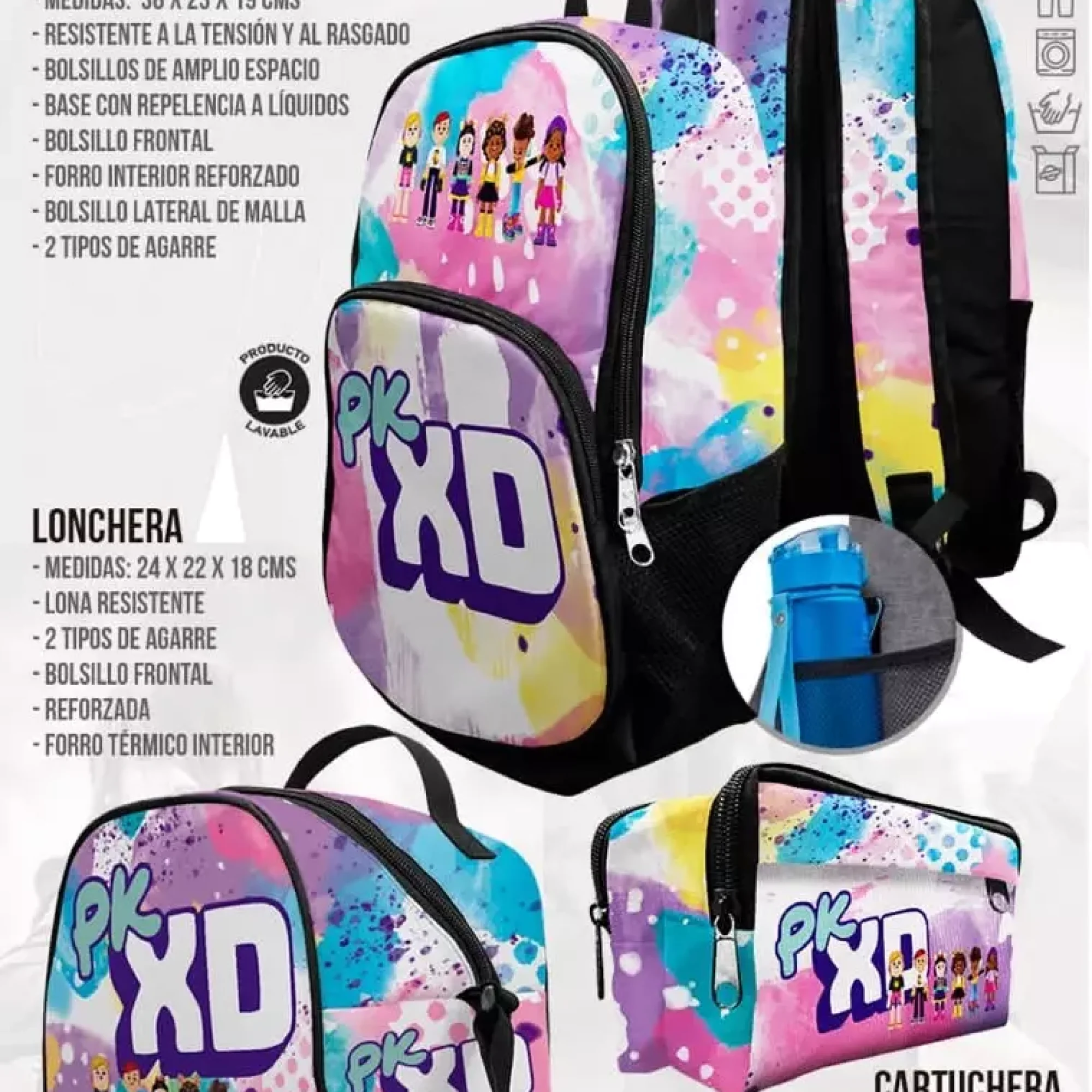 mochila-escolar-lonchera-PK-XD-mochilas-durables-temporada-escolar-como-kids